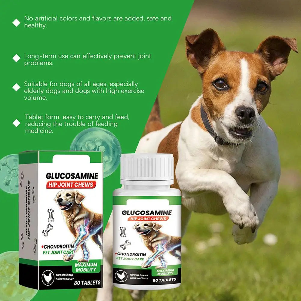 Hip & Joint Support Chews for Dogs — Glucosamine & Chondroitin | 80 Count