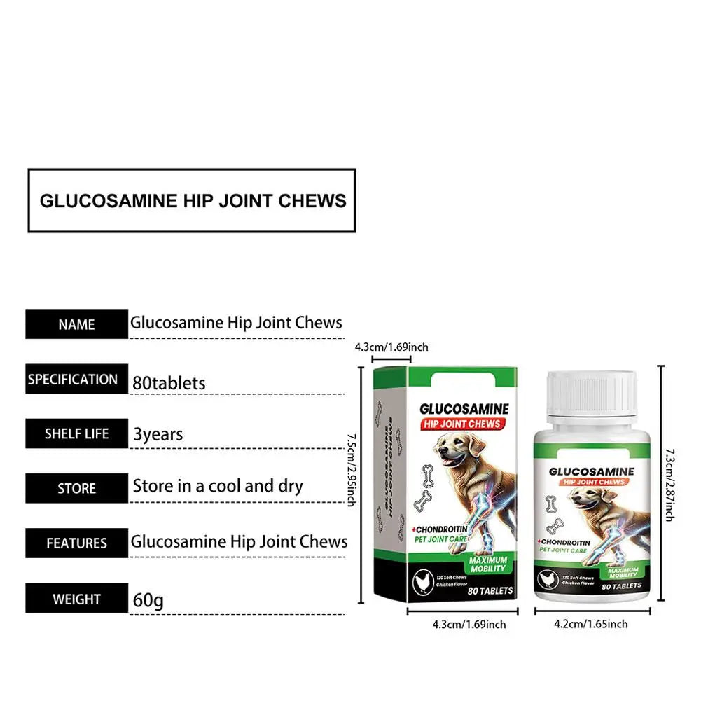 Hip & Joint Support Chews for Dogs — Glucosamine & Chondroitin | 80 Count