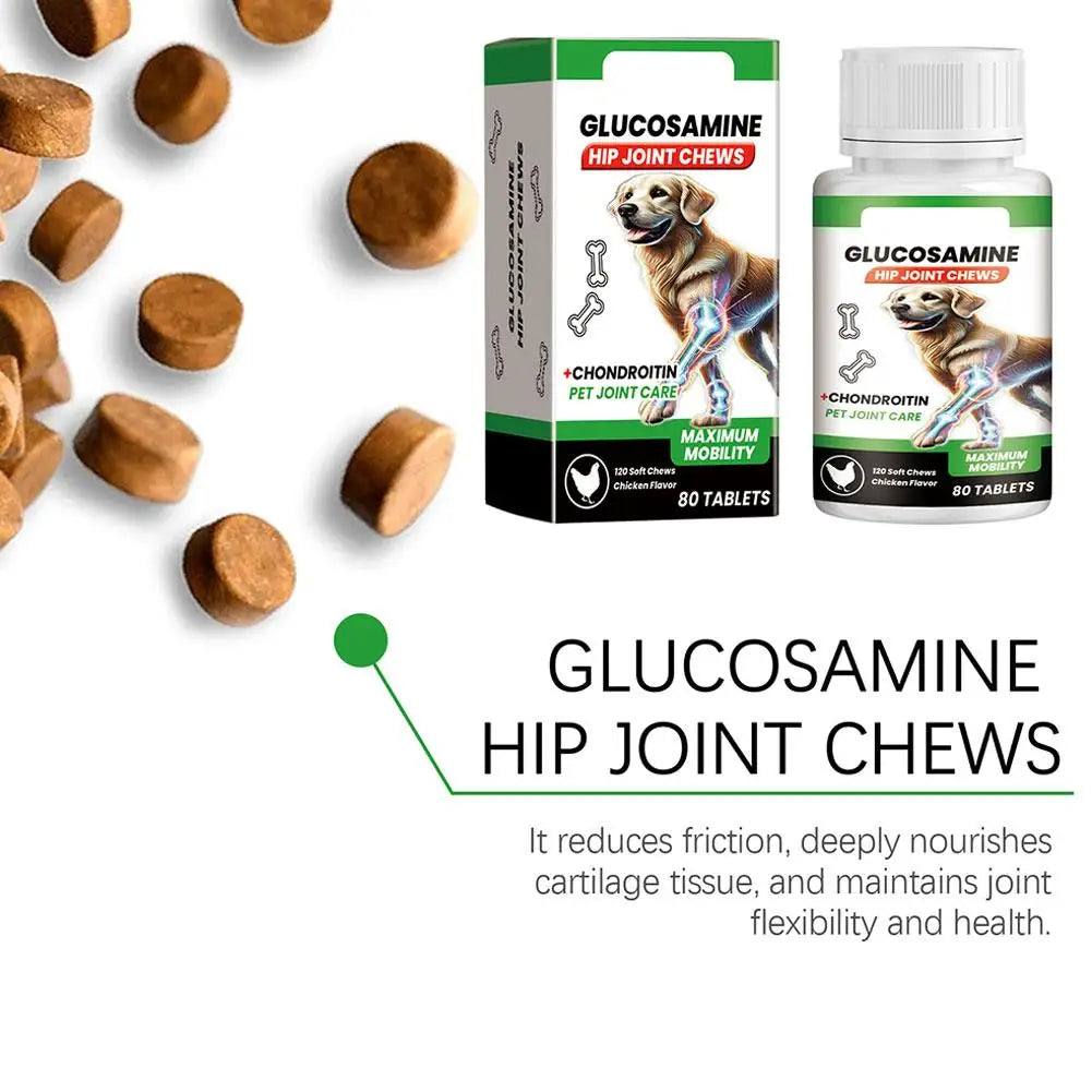 Hip & Joint Support Chews for Dogs — Glucosamine & Chondroitin | 80 Count