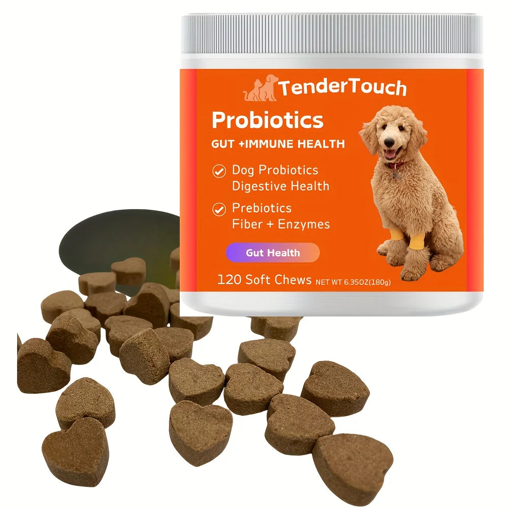 TenderTouch Probiotics for Dogs | 120 Soft Chews | Gut Health, Digestive Support & Immune Boost