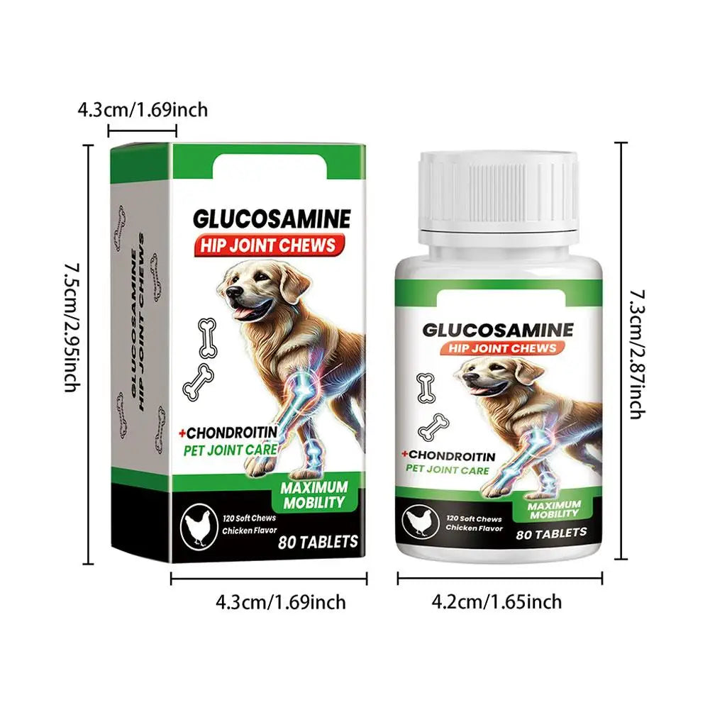 Hip & Joint Support Chews for Dogs — Glucosamine & Chondroitin | 80 Count