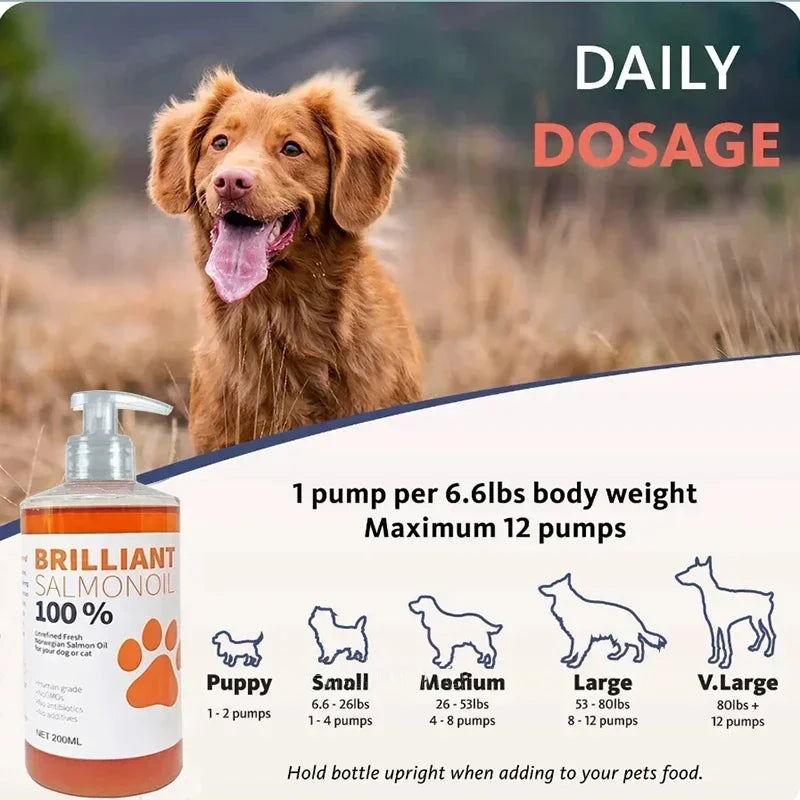 Brilliant Salmon Oil for Dogs & Cats — 200ml | 21 Omega Fatty Acids