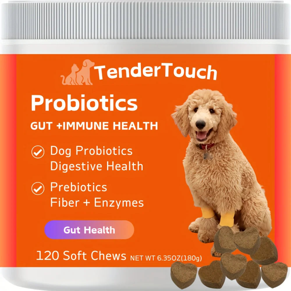 TenderTouch Probiotics for Dogs | 120 Soft Chews | Gut Health, Digestive Support & Immune Boost