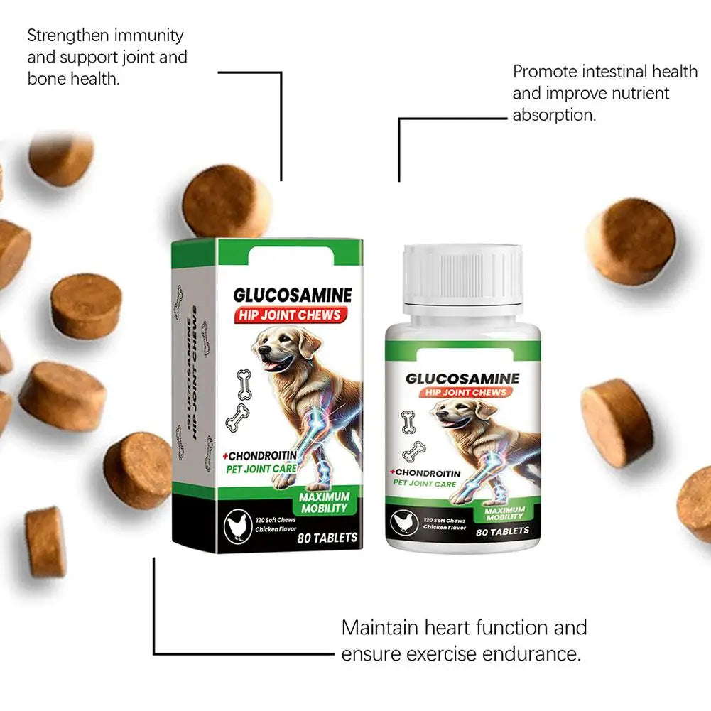 Hip & Joint Support Chews for Dogs — Glucosamine & Chondroitin | 80 Count